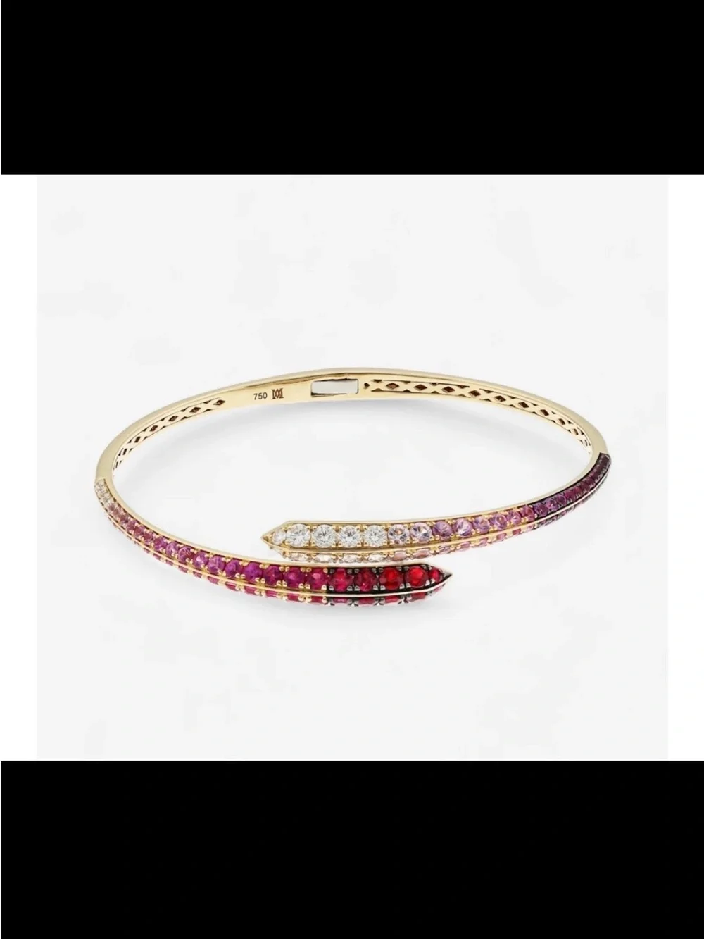18K Yellow Gold Diamond & Pink Sapphire Ombré Pass-Through Bangle
